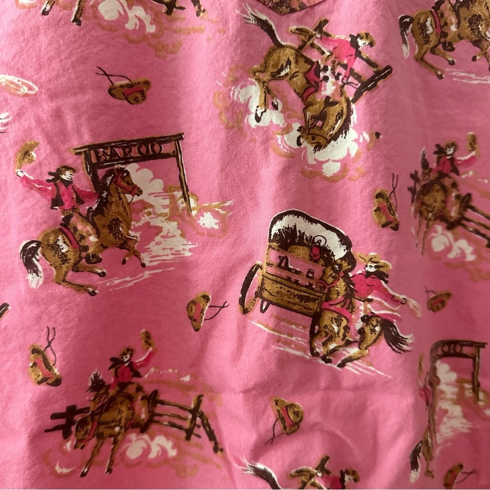 Girls Panhandle Pink Printed Button Down Pearl Snap Shirt S: XL, fits like 8/10 - Picture 9 of 11